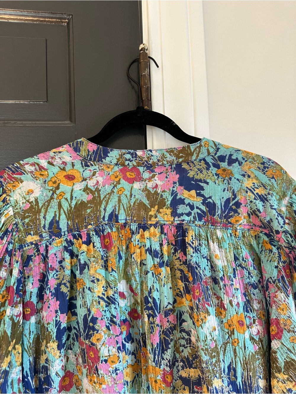 Anthropologie Pilcro Floral Batwing Peasant Blouse 100% Cotton Boho Medium - Picture 9 of 12